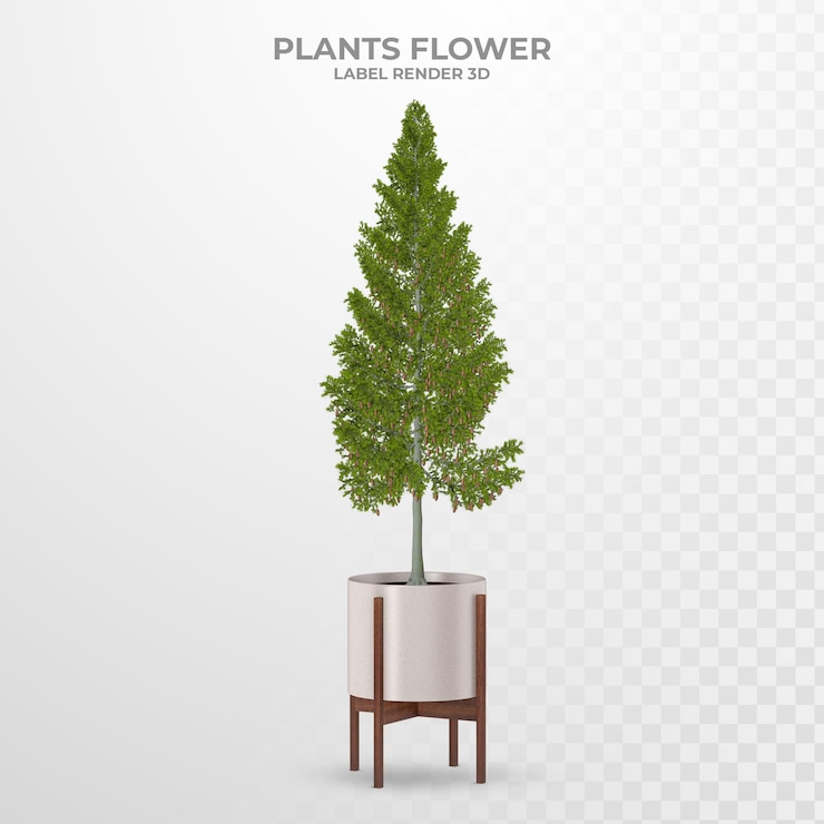 PSD representación 3d de flores de interior de plantas