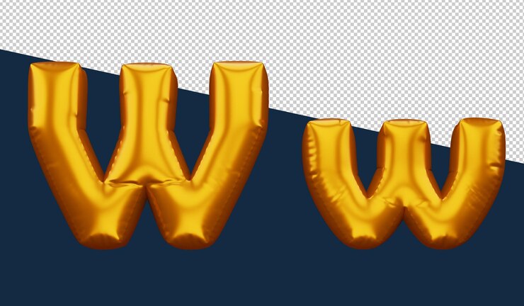 PSD representación 3d del flotador de texto metálico del globo del alfabeto dorado