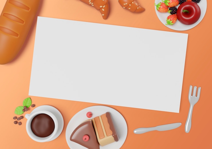PSD representación en 3d del fondo del estandarte en blanco de ventas de desayuno