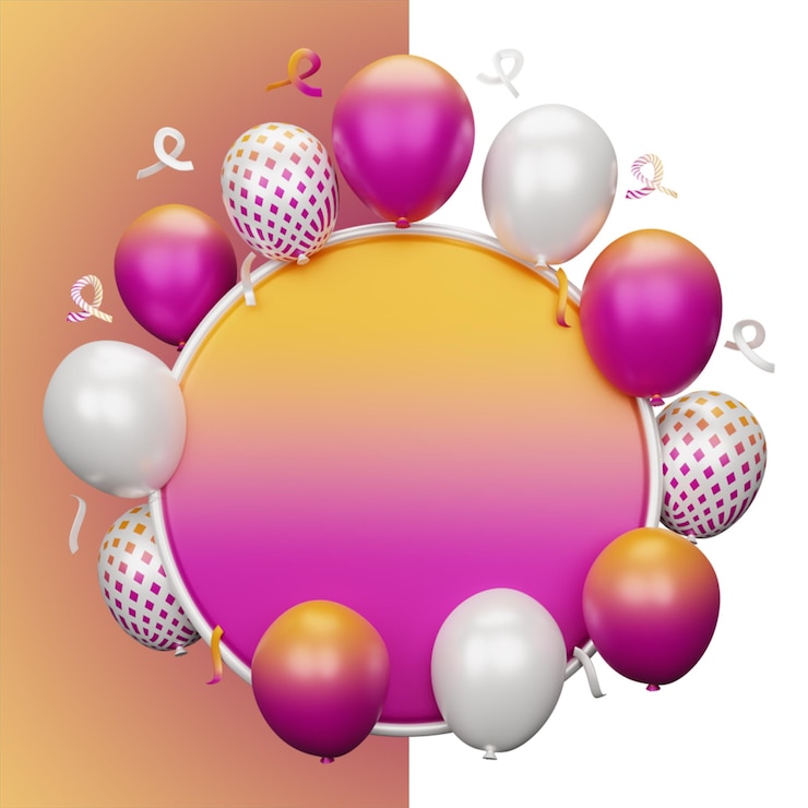 PSD representación 3d de fondo de globos para redes sociales