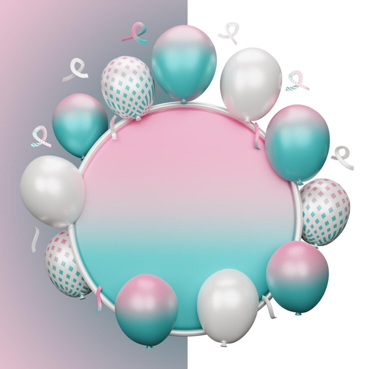PSD representación 3d de fondo de globos para redes sociales