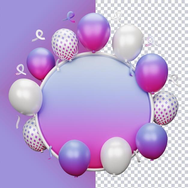 Representación 3D de fondo de globos para redes sociales