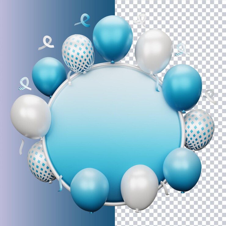 PSD representación 3d de fondo de globos para redes sociales