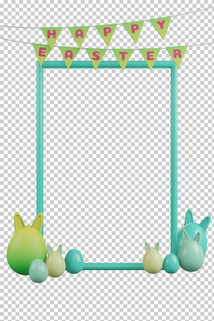 Representación 3d de fondo de plantilla de banner de feliz pascua