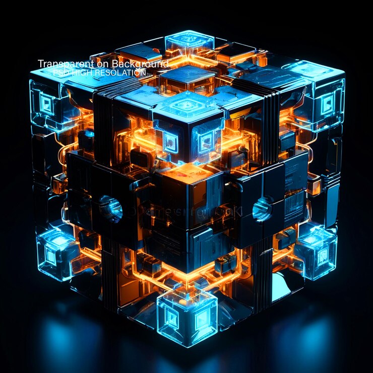 PSD representación en 3d de la forma geométrica del vidrio en un fondo transparente