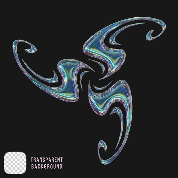 Representación en 3D de la forma tribal del vidrio de dispersión en fondo transparente