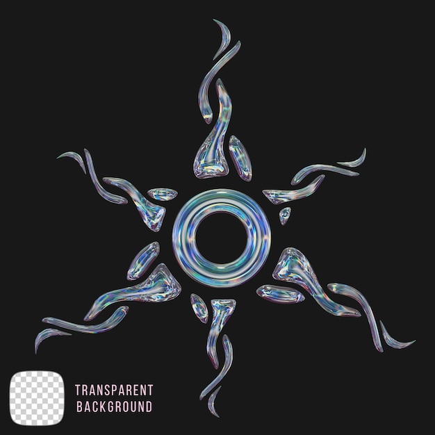 Representación en 3D de la forma tribal del vidrio de dispersión en fondo transparente