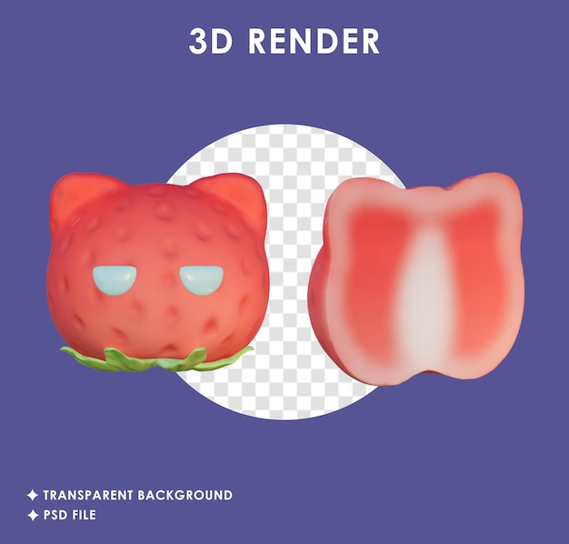 PSD representación 3d de fresa en forma de gato