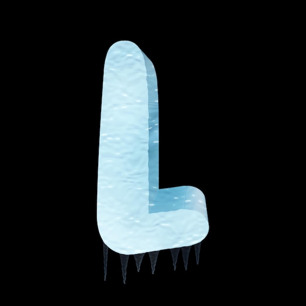 Representación 3d de fuente de hielo letras l