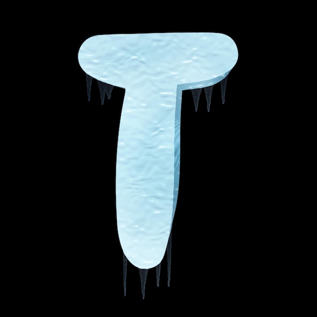 Representación 3d de fuente de hielo Letras t