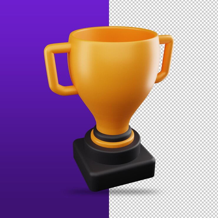 PSD representación 3d del ganador del icono del trofeo y el concepto de recompensas