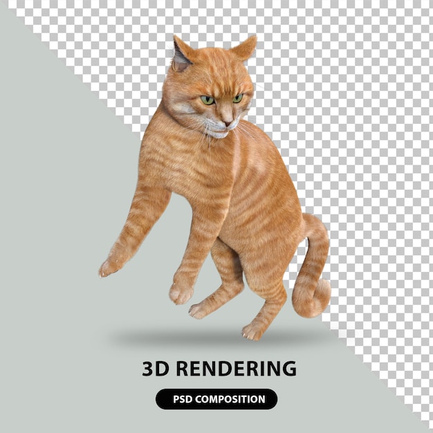 representación 3d del gato lindo