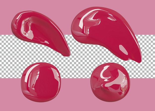 PSD representación 3d gel labial líquido color rojo cosméticos transparentes