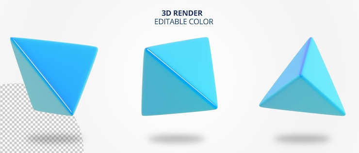 PSD representación 3d de la geometría del triángulo azul