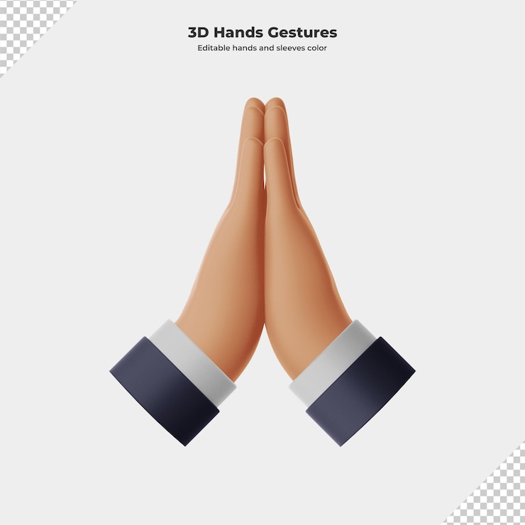 PSD representación 3d del gesto de la mano de la historieta 3d