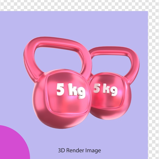 PSD representación 3d del gimnasio fitness kettlebell 5 kg