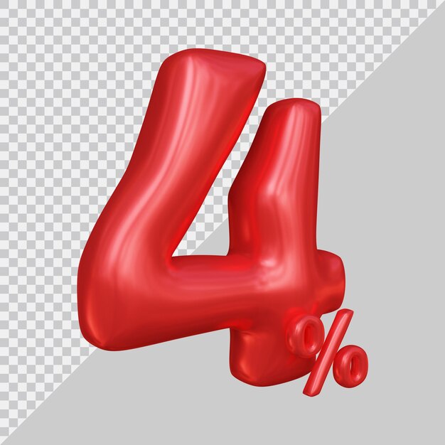 Representación 3d del globo del 4 por ciento