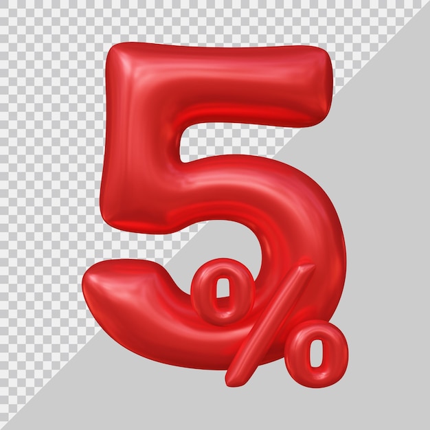 Representación 3d del globo del 5 por ciento
