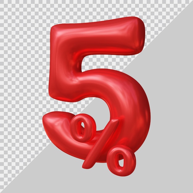 Representación 3d del globo del 5 por ciento