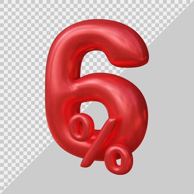 Representación 3d del globo del 6 por ciento