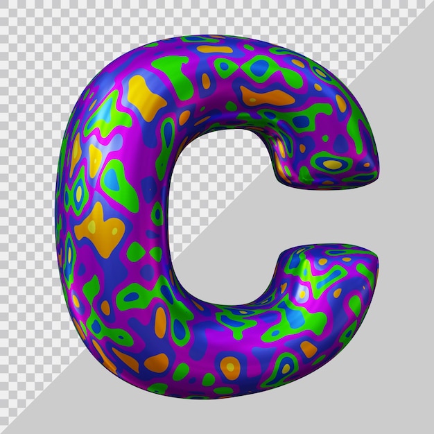 Representación 3d del globo de la letra c del alfabeto