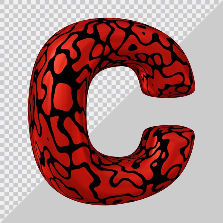 PSD representación 3d del globo de la letra c del alfabeto
