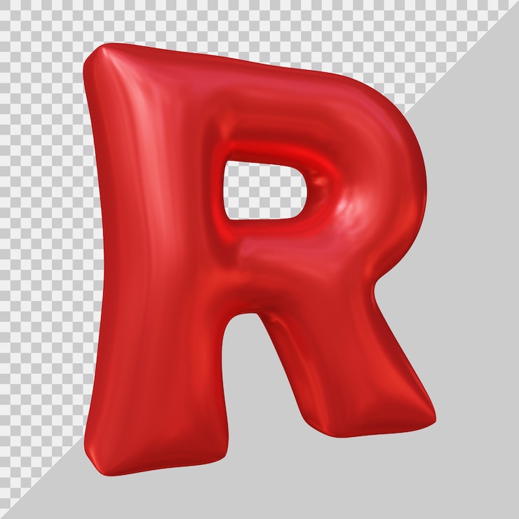 PSD representación 3d del globo de la letra r del alfabeto
