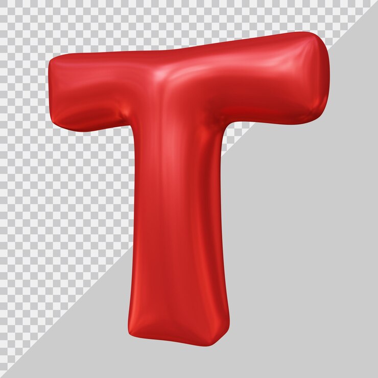 PSD representación 3d del globo de la letra t del alfabeto