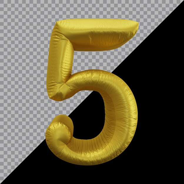 Representación 3D del globo número 5 de oro.