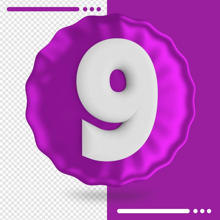 PSD representación 3d de globo y número 9