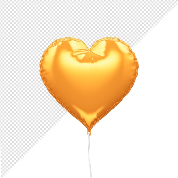 Representación 3d de globo realista de corazón amarillo