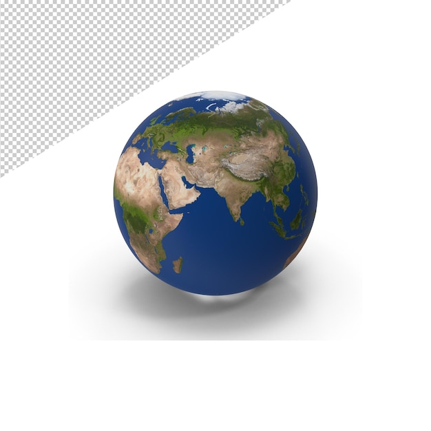 Representación 3d, globo terráqueo del planeta, PNG aislado