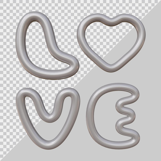 Representación 3d del globo de texto de amor