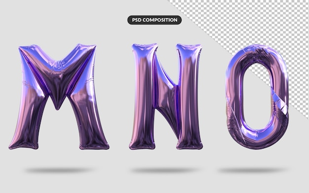 representación 3D de globos del alfabeto