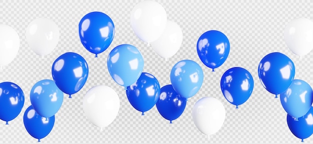 PSD representación 3d de globos azules aislados con trazado de recorte