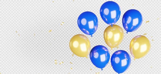 PSD representación 3d de globos azules aislados con trazado de recorte