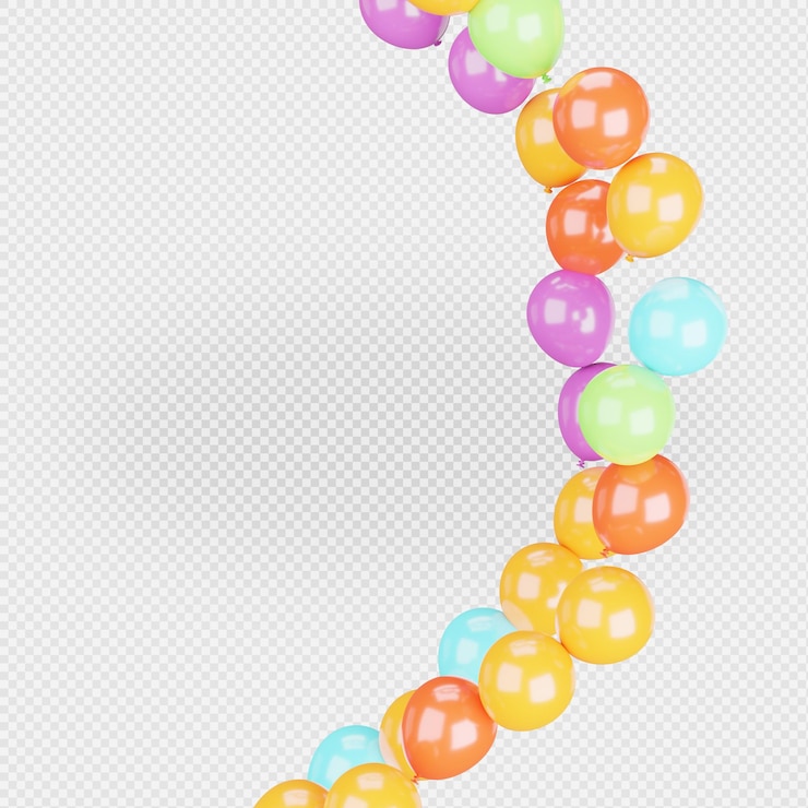 PSD representación 3d de globos de colores aislados con trazado de recorte