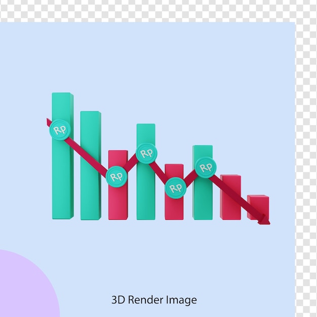 PSD representación 3d del gráfico de dinero en moneda rupia