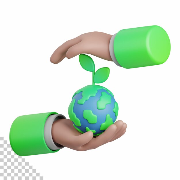 Representación 3d guardar planta aislada útil para ecología energía eco reciclaje y tecnología