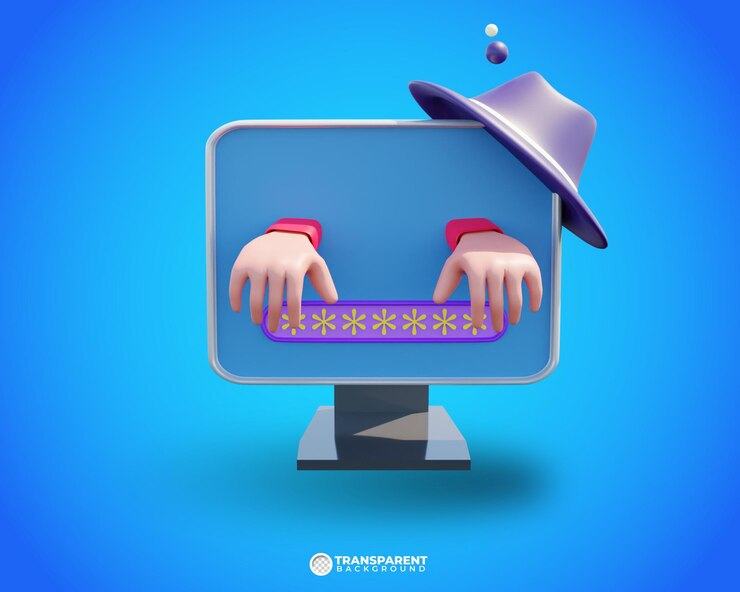 PSD representación 3d hacking de contraseña 1