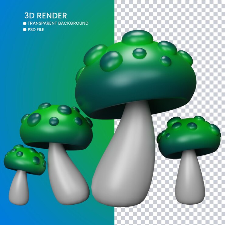 PSD representación 3d de hongo lindo