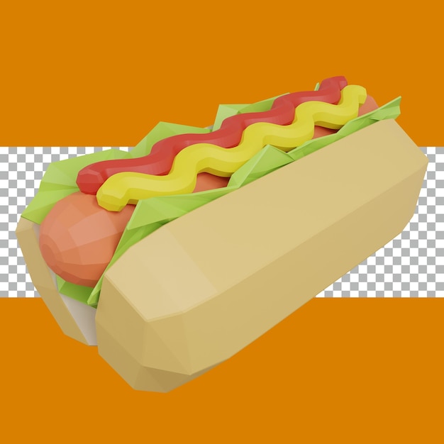 Representación 3d hot dog transparente premium psd