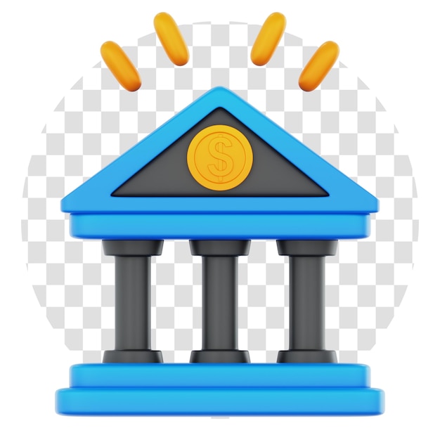 Representación 3D Icono 3D del Banco de Finanzas Fondo transparente
