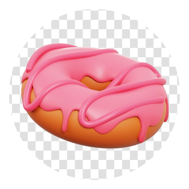 PSD representación 3d icono 3d de donut de fresa aislar fondo transparente