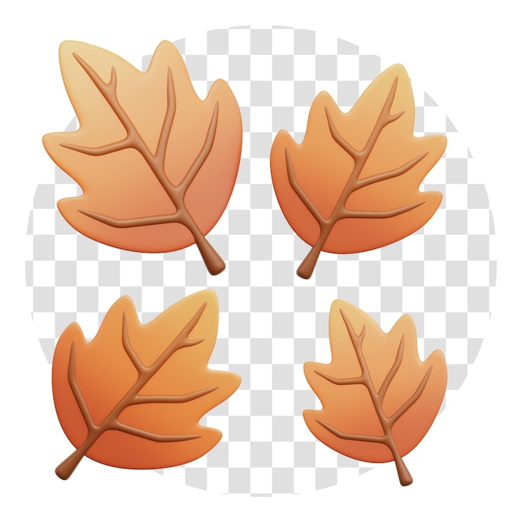 PSD representación 3d icono 3d de hoja marchita fondo transparente
