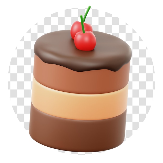 Representación 3D Icono 3D de pastel de chocolate Aislar fondo transparente