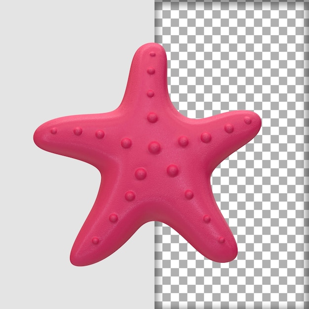 Representación 3d Icono 3D de verano de estrella de mar rosa