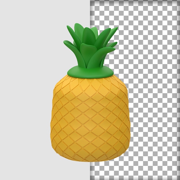 PSD representación 3d icono 3d de verano de piña amarilla