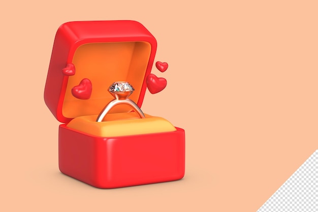 Representación 3d del icono del anillo de diamantes para el día de san valentín