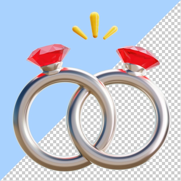 Representación 3d del icono de los anillos de boda